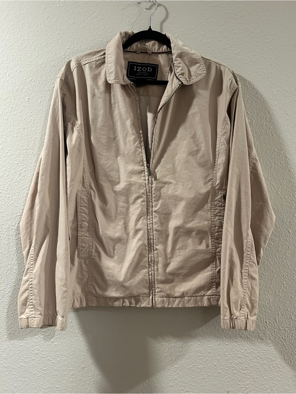 Izod Men's Lightweight Beige Zip Jacket